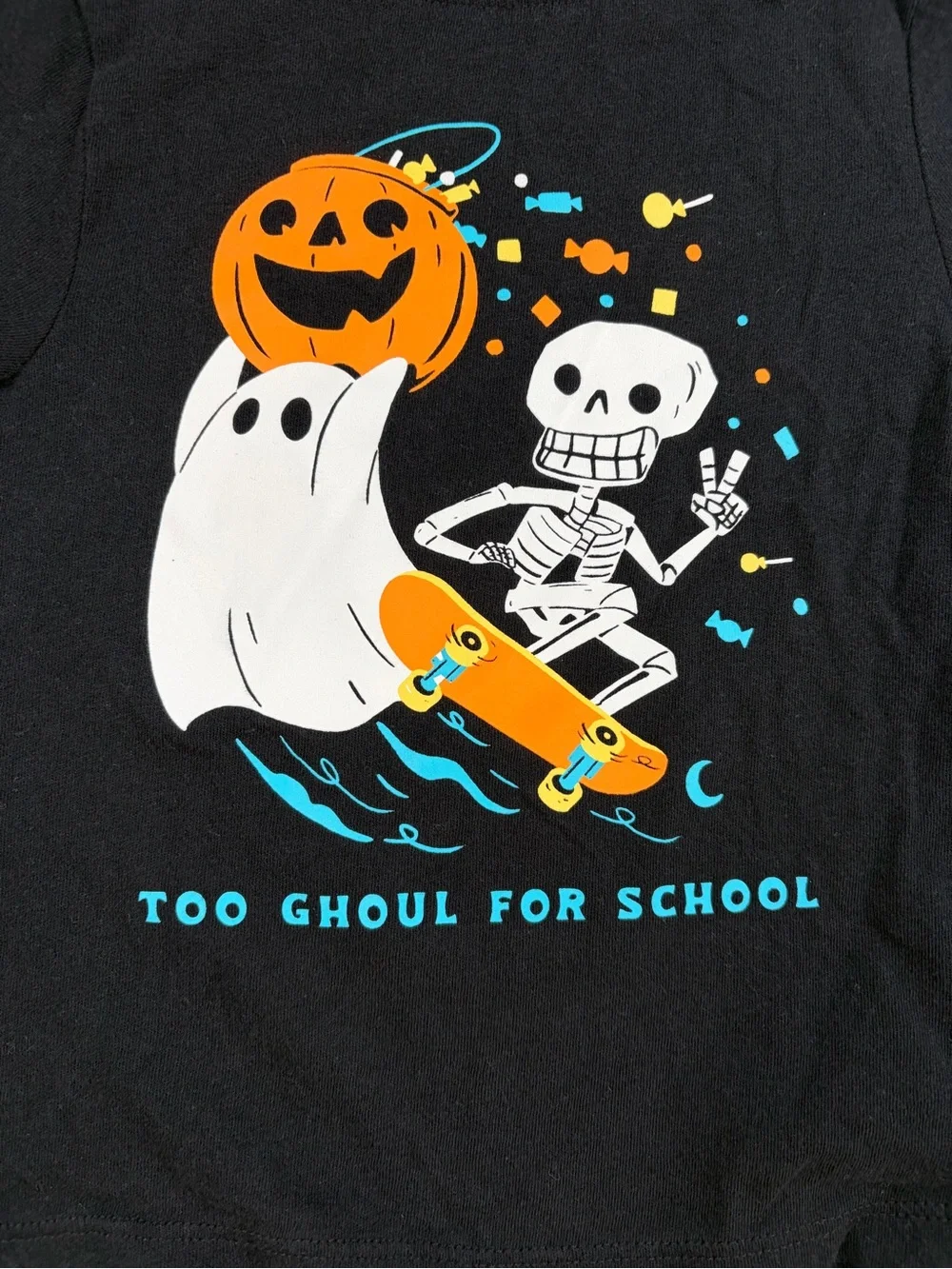 Old Navy Toddler Halloween Too Ghoul For School Graphic Tee Black 2T